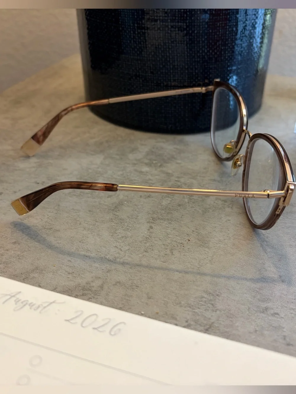 Furla Brown and Gold Cat-Eye Glasses
